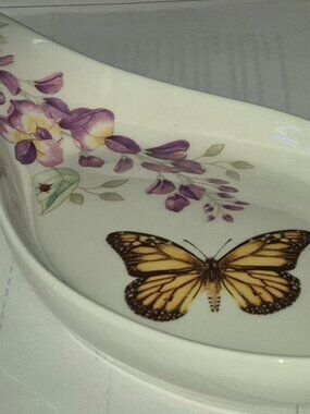 Lenox Butterfly Meadow 10" Porcelain Spoon Rest Floral Pattern Monarch BRAND NEW